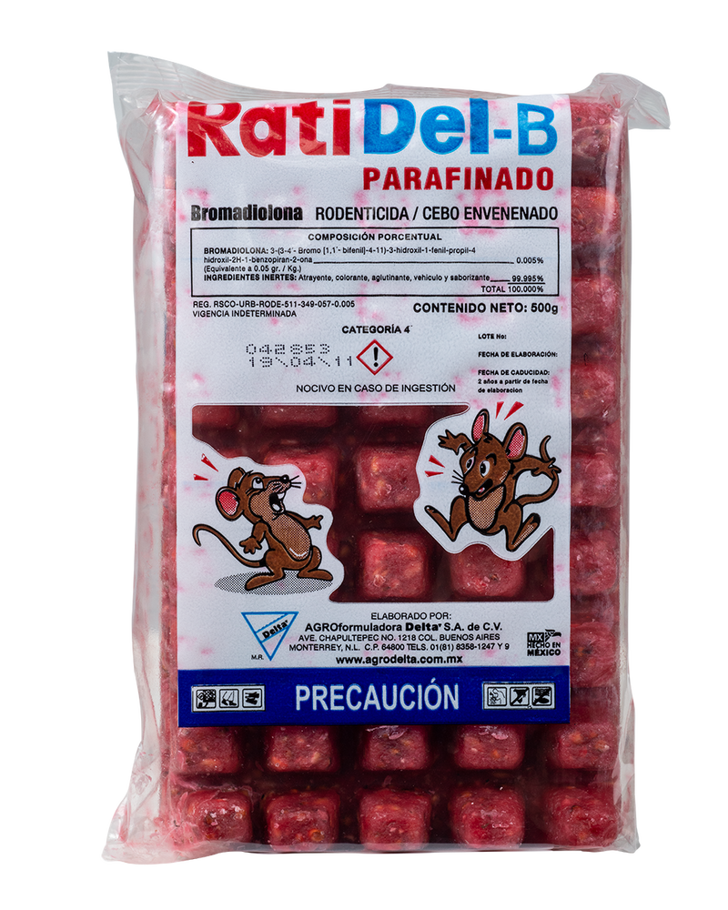 Raticida RatiDel-B Parafinado (500g) - Comercial Agropecuaria
